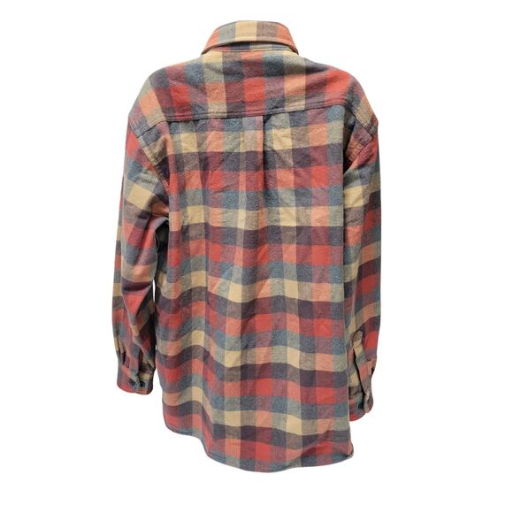 VTG LL Bean flannel Shirt L plaid button-up 100% cotton Freeport Main USA Red - Picture 3 of 3